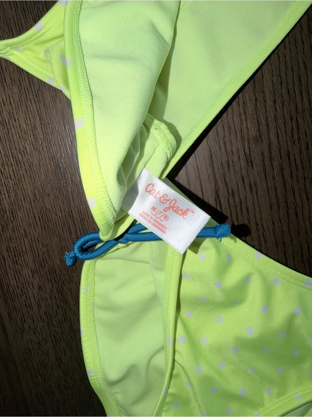 Cat & Jack Neon Yellow Polka Dot Girls' Two-Piece Bikini - Med 7/8